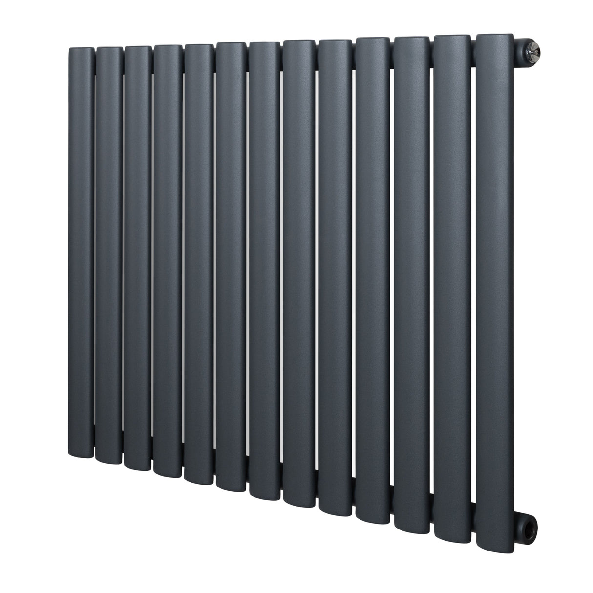Radiador de columna ovalado en gris antracita, con un diseño moderno y elegante, ideal para calentar espacios con estilo