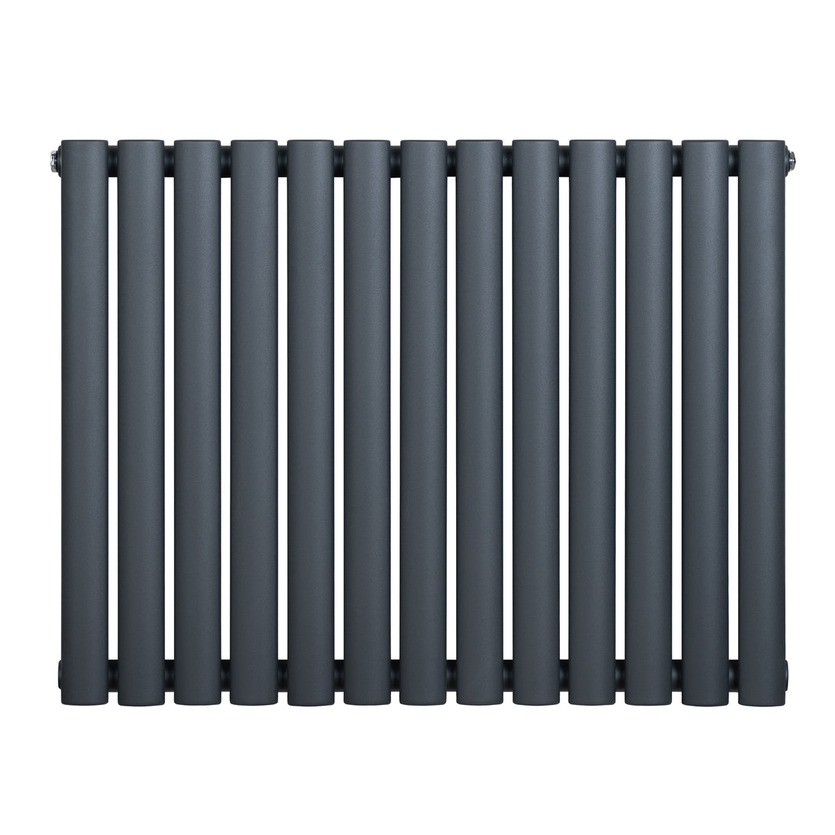 Radiador de columna ovalado en gris antracita, con diseño moderno y acabado liso, mide 600 mm x 780 mm, ideal para calefacción eficiente