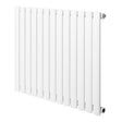 Radiador de columna ovalado en color blanco, con diseño moderno y líneas rectas, mide 600 mm x 780 mm, ideal para espacios contemporáneos
