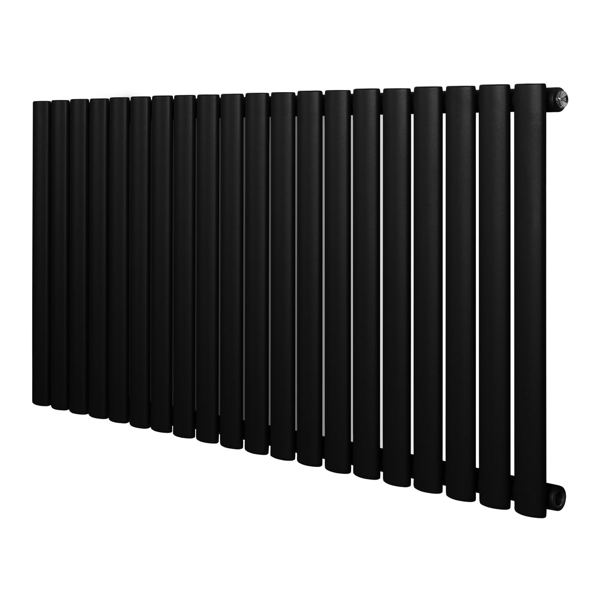 Radiador de columna ovalado negro de 600 mm x 1200 mm, con diseño moderno y acabado mate, ideal para calefacción eficiente