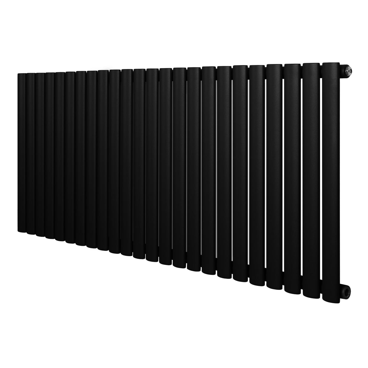 Radiador de columna ovalado negro de 600 mm x 1440 mm, con diseño moderno y acabado mate, ideal para calefacción eficiente