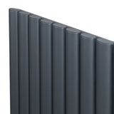 Radiador de columna ovalado en gris antracita, con un diseño moderno y acabado mate, ideal para espacios elegantes y contemporáneos