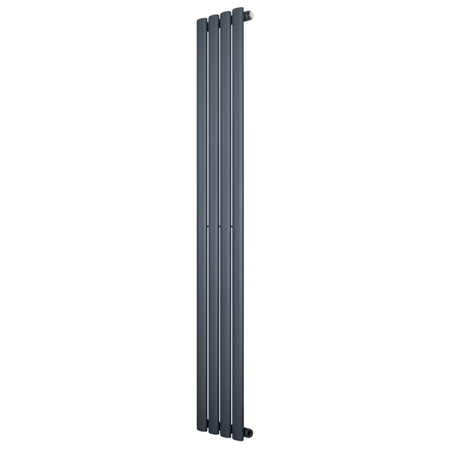 Radiador de columna ovalado en gris antracita, con un diseño elegante y moderno, mide 1600 mm de alto y 240 mm de ancho