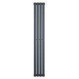 Radiador de columna ovalado en gris antracita, con un diseño elegante y moderno, mide 1600 mm de alto y 240 mm de ancho