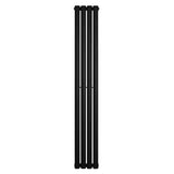 Radiador de columna simple ovalado en color negro, con un diseño elegante y moderno, mide 1600 mm de alto y 240 mm de ancho