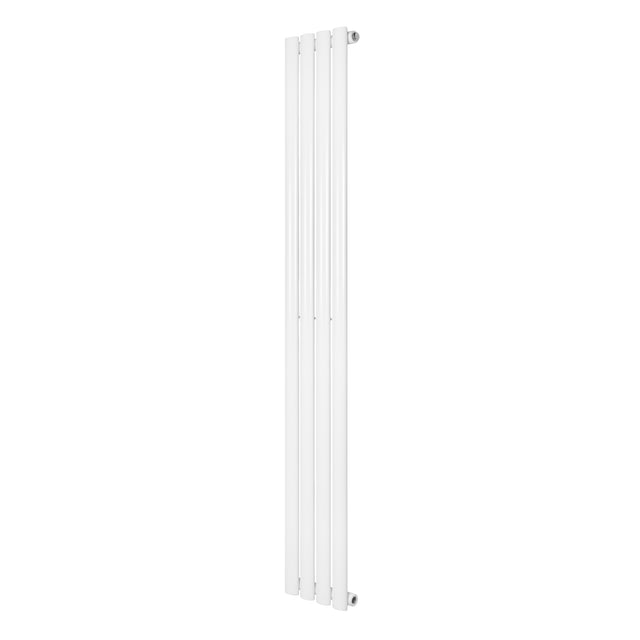 Radiador de columna simple ovalado en color blanco, con un diseño elegante y moderno, mide 1600 mm de alto y 240 mm de ancho