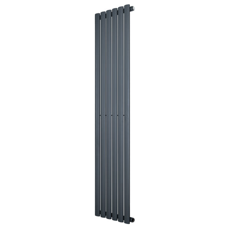 Radiador de columna ovalado en gris antracita, con un diseño elegante y moderno, mide 1600 mm de alto y 360 mm de ancho
