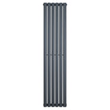 Radiador de columna ovalado en gris antracita, con un diseño elegante y moderno, ideal para espacios contemporáneos y eficientes