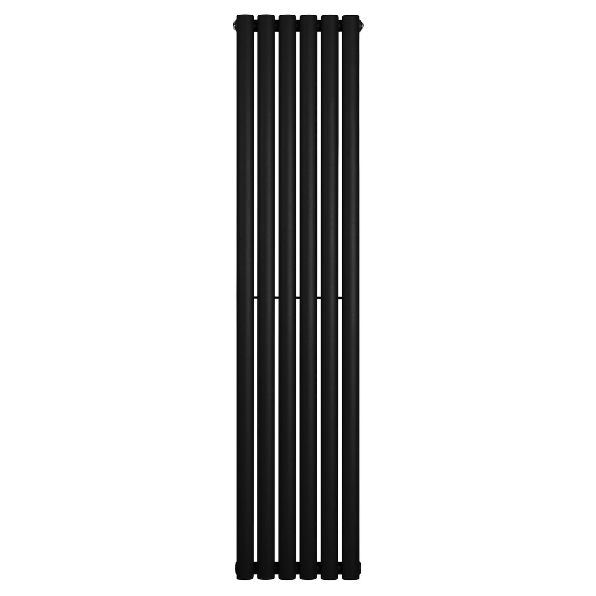 Radiador de columna ovalado negro de 1600 mm x 360 mm, con un diseño elegante y acabado liso que complementa cualquier espacio moderno