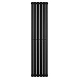 Radiador de columna ovalado negro de 1600 mm x 360 mm, con un diseño elegante y acabado liso que complementa cualquier espacio moderno
