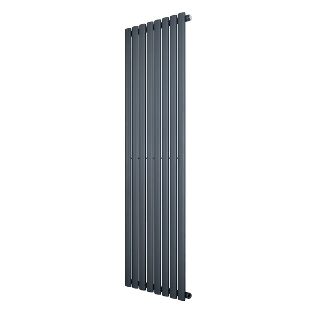 Radiador de columna ovalado en gris antracita, con un diseño moderno y elegante, ideal para espacios contemporáneos y eficientes