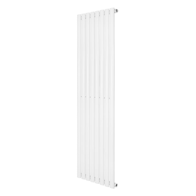 Radiador de columna simple ovalado en color blanco, con un diseño elegante y moderno, mide 1600 mm de alto y 480 mm de ancho