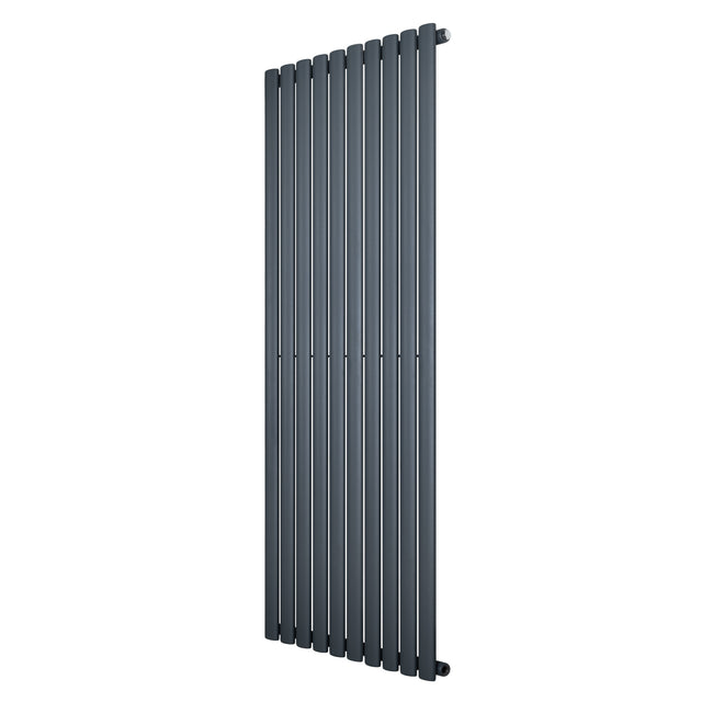 Radiador de columna ovalado en gris antracita, con un diseño moderno y elegante, ideal para espacios contemporáneos y funcionales