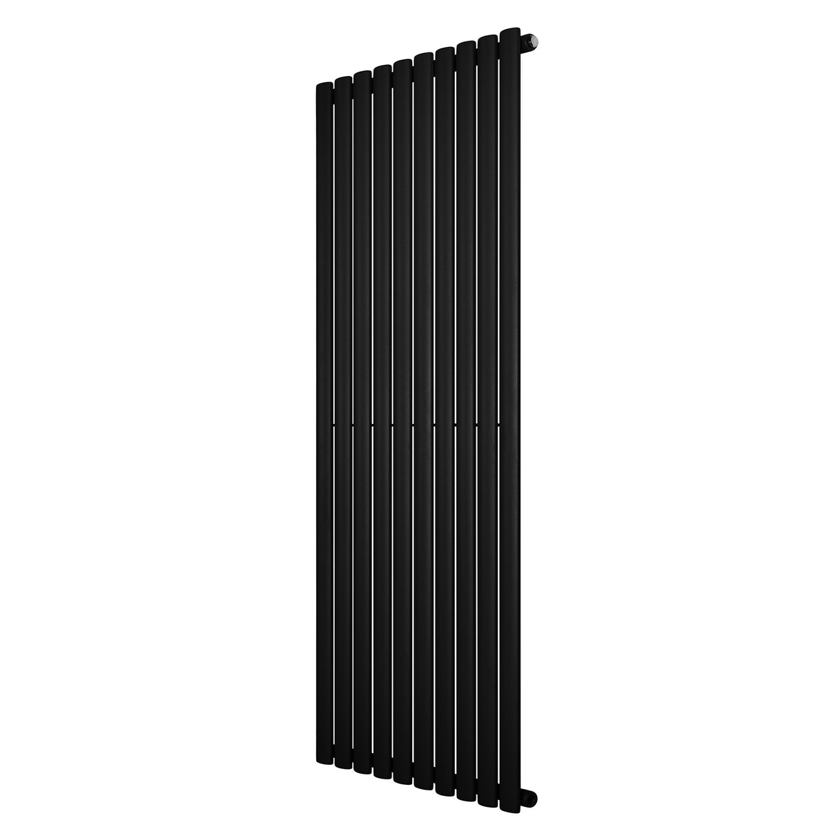 Radiador de columna ovalado negro de 1600 mm x 600 mm, con un diseño moderno y elegante, ideal para espacios contemporáneos