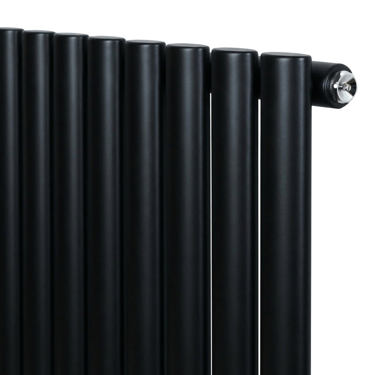 Radiador de columna ovalado negro de 1600 mm x 600 mm, con tubos lisos y acabado mate, ideal para calefacción eficiente