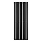 Radiador de columna ovalado negro de 1600 mm x 600 mm, con diseño elegante y acabado liso, ideal para calefacción moderna