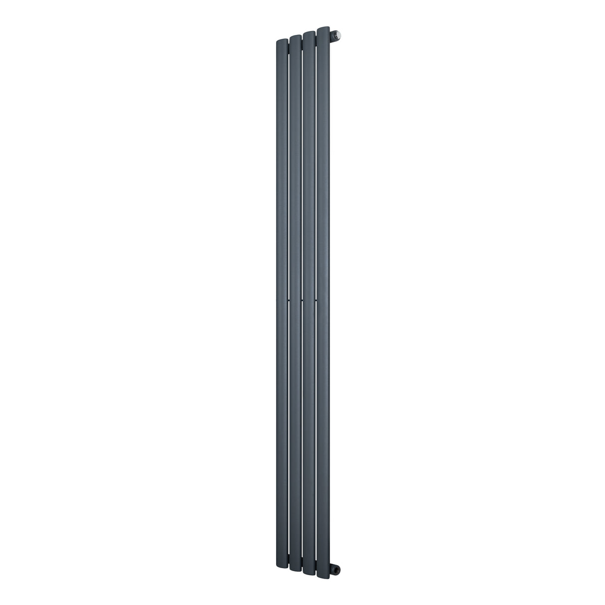 Radiador de columna ovalado en gris antracita, con un diseño elegante y moderno, mide 1800 mm de alto y 240 mm de ancho