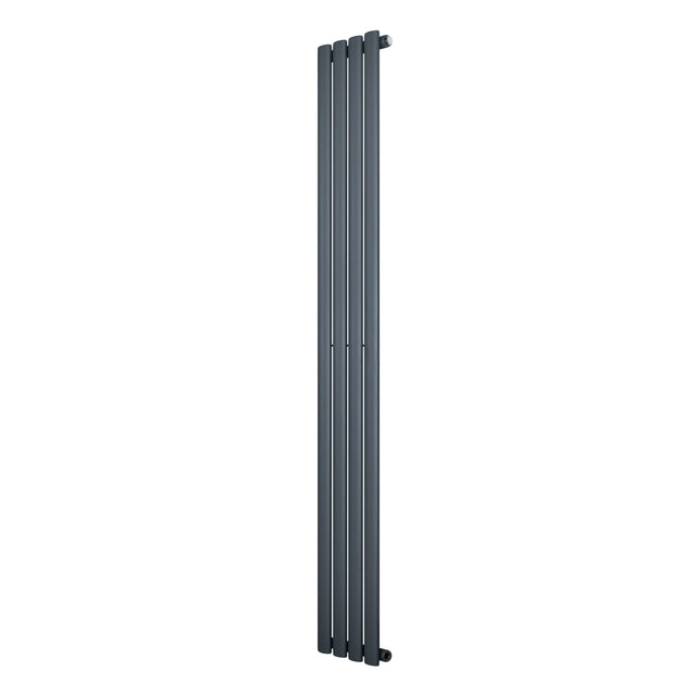 Radiador de columna ovalado en gris antracita, con un diseño elegante y moderno, mide 1800 mm de alto y 240 mm de ancho