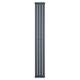 Radiador de columna ovalado en gris antracita, con un diseño elegante y moderno, mide 1800 mm de alto y 240 mm de ancho