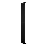 Radiador de columna simple ovalado en color negro, con un diseño elegante y moderno, mide 1800 mm de alto y 240 mm de ancho