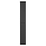 Radiador de columna ovalado negro de 1800 mm x 240 mm, con un diseño elegante y superficie lisa que aporta calidez y estilo