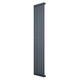 Radiador de columna ovalado en gris antracita, con un diseño vertical elegante y acabado liso, mide 1800 mm x 360 mm