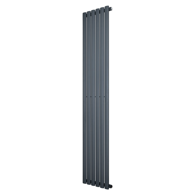 Radiador de columna ovalado en gris antracita, con un diseño vertical elegante y acabado liso, mide 1800 mm x 360 mm