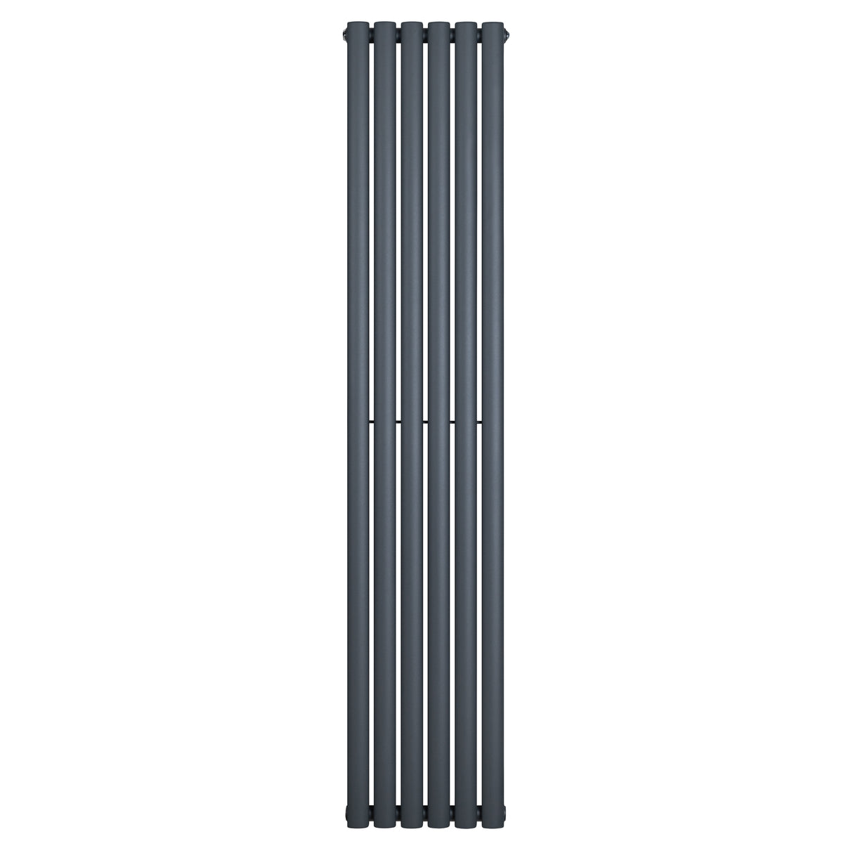 Radiador de columna ovalado en gris antracita, con un diseño elegante y moderno, ideal para espacios contemporáneos y funcionales