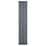 Radiador de columna ovalado en gris antracita, con un diseño elegante y moderno, ideal para espacios contemporáneos y funcionales