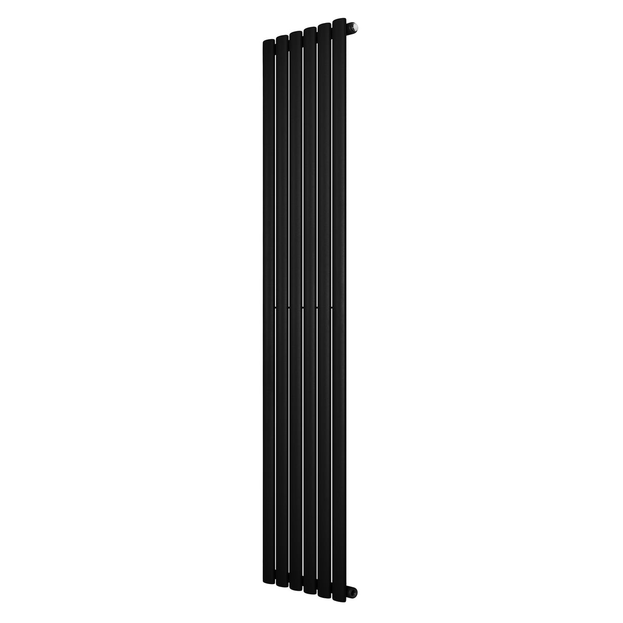 Radiador de columna ovalado negro de 1800 mm x 360 mm, con un diseño elegante y acabado liso que aporta modernidad al espacio