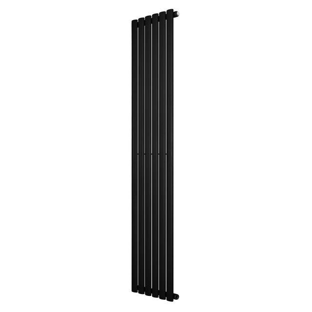 Radiador de columna ovalado negro de 1800 mm x 360 mm, con un diseño elegante y acabado liso que aporta modernidad al espacio