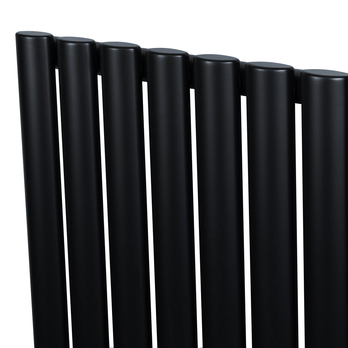 Radiador de columna ovalado negro de 1800 mm x 360 mm, con un diseño elegante y acabado mate, ideal para calefacción moderna