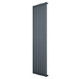 Radiador de columna ovalado en gris antracita, con un diseño elegante y moderno, mide 1800 mm de alto y 480 mm de ancho