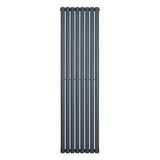 Radiador de columna ovalado en gris antracita, con diseño vertical y acabado liso, mide 1800 mm de alto y 480 mm de ancho