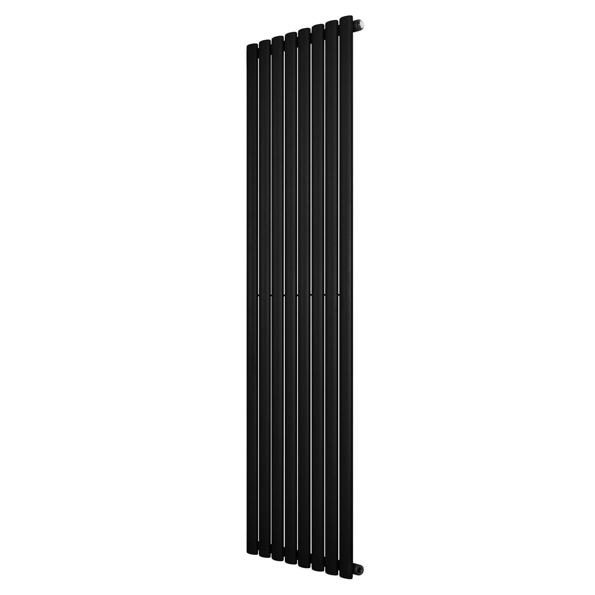 Radiador de columna ovalado negro de 1800 mm x 480 mm, con diseño moderno y acabado liso que complementa cualquier espacio interior