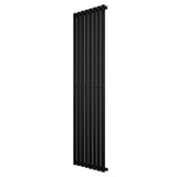 Radiador de columna ovalado negro de 1800 mm x 480 mm, con diseño moderno y acabado liso que complementa cualquier espacio interior