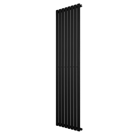 Radiador de columna ovalado negro de 1800 mm x 480 mm, con diseño moderno y acabado liso que complementa cualquier espacio interior