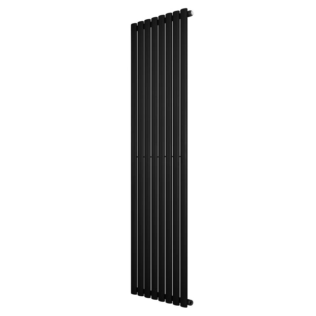 Radiador de columna ovalado negro de 1800 mm x 480 mm, con diseño moderno y acabado liso que complementa cualquier espacio interior