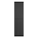 Radiador de columna simple ovalado en color negro, con un diseño elegante y moderno, mide 1800 mm de alto y 480 mm de ancho