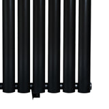 Radiador de columna simple ovalado en color negro, con diseño elegante y acabado mate, mide 1800 mm x 480 mm