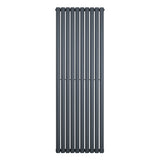 Radiador de columna ovalado en gris antracita, con diseño vertical y acabado liso, mide 1800 mm x 600 mm, ideal para espacios modernos