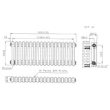 Radiador Tradicional de 2 Columnas - 300 x 830mm - Metal Crudo