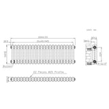 Radiador Tradicional de 2 Columnas - 300 x 1010mm - Metal Crudo