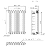 Radiador Tradicional de 2 Columnas - 600 x 425mm - Metal Crudo