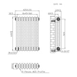 Radiador Tradicional de 3 Columnas - 600 x 425mm - Metal Crudo