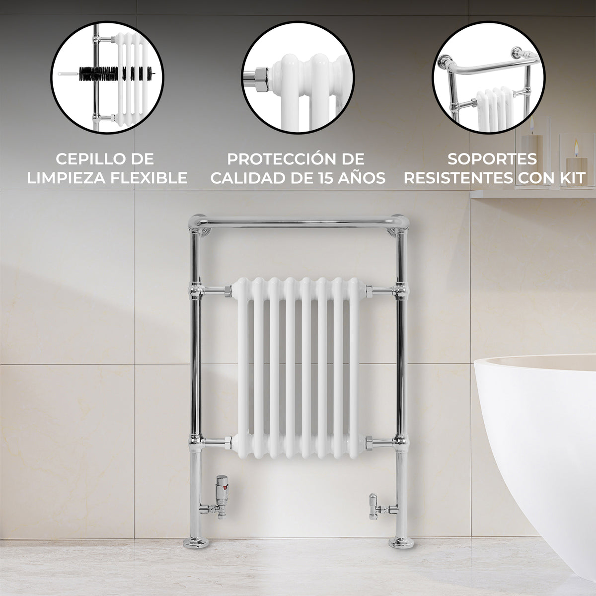 Radiador Toallero Tradicional – 950mm x 660mm – Blanco
