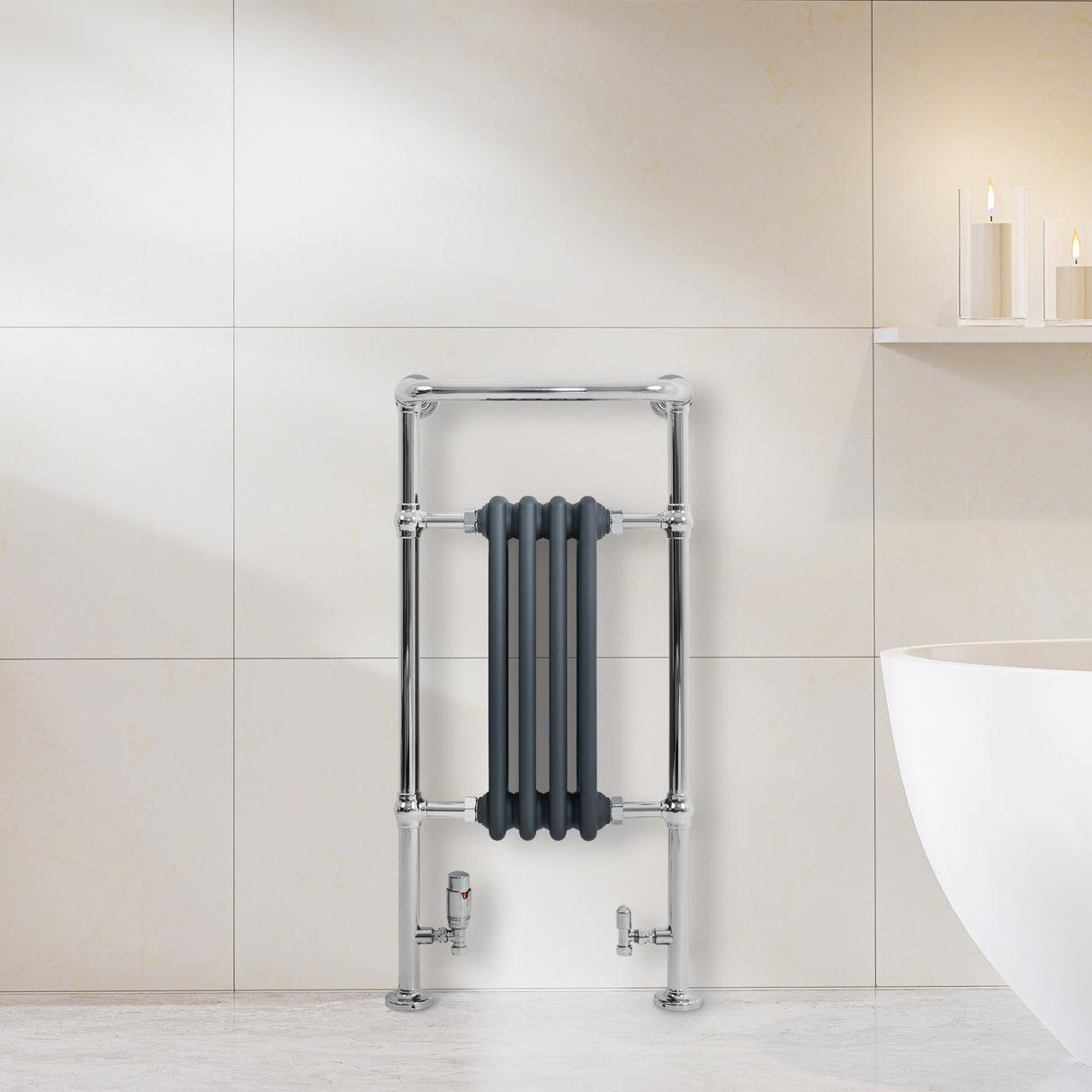 Radiador Toallero Tradicional – 950mm x 480mm – Gris Antracita