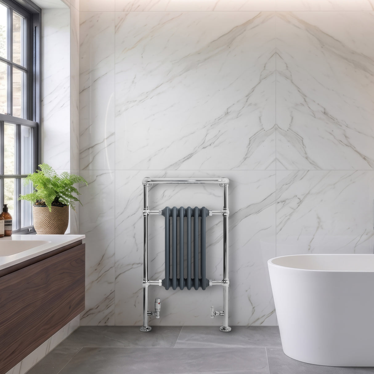 Radiador Toallero Tradicional – 950mm x 570mm – Gris Antracita