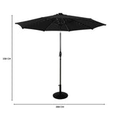 Parasol LED Inclinable 2,7 m con Base – Negro