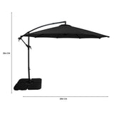 Parasol Excéntrico de 3 m con Base Cuadrada – Negro